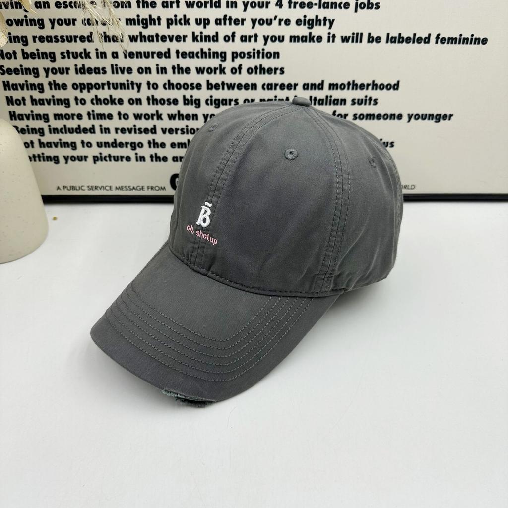 American Retro Edged Baseball Cap Women's Soft Top Letter B Embroidered Cap Showing Face Small Versatile Sun Hat Men