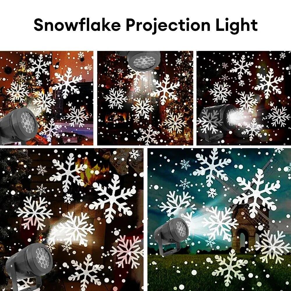 LED Projector Night Light Snowflake Projector Outdoor Lamp 360° Rotating Home Festivals Party Decoration