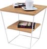 Wire Table V with Shelf White Matte Lancelot Oak