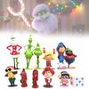 12 Entzückende Grinch-Figuren Weihnachten Thema Grüne Fellcharaktere Sammlerdeko