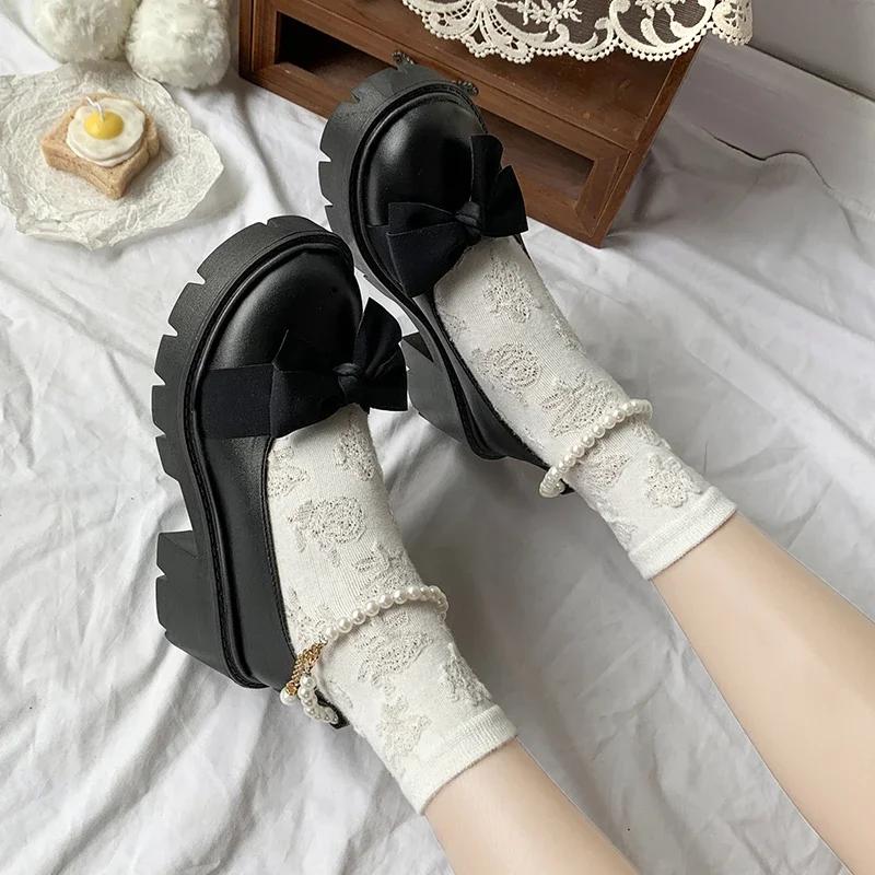 Fashion New Sexy Fashionable Elegant Shallow Mouth Round Toe Square Heel Thick Sole Casual Solid Color Bow Women's Shoes
