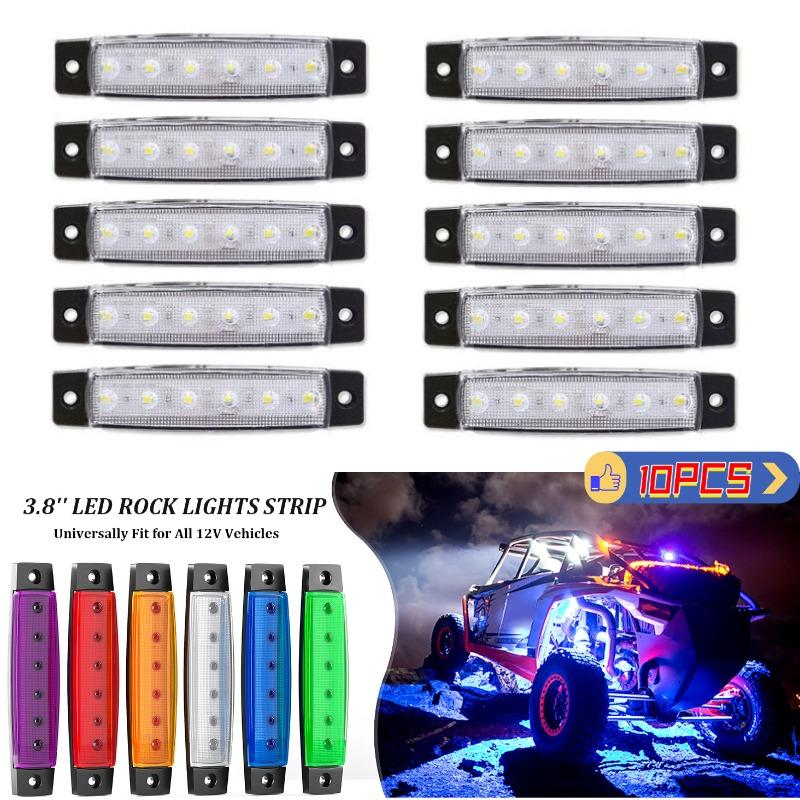 6LED Long Strip Side Light 12vTrailer Truck Side Light 10 Pcs Always On 12V Trailer Truck Side Light Waterproof Truck Light Width Indicator Tail Light