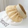 Elegant Temperament Seersucker Splicing Empty Top Hat Summer Casual Commuting Versatile Face Small Shade Sun Hat