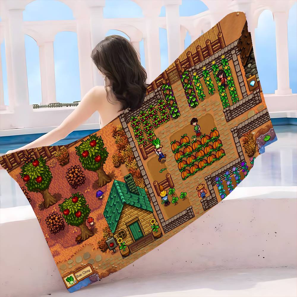 

S-Stardew V-Valley Bath Towel Microfiber Soft Water Absorbing Breathable For Girl Kids Decorative Cartoon Beach Towel W40*H60(CM)