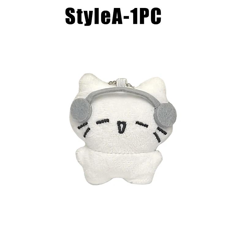 Cute Headphones Kitten Couple Keychain Mini Crying Cat Doll Plush Keyring Bag Pendant Charms Backpack Decor Cartoon Cat Keychain