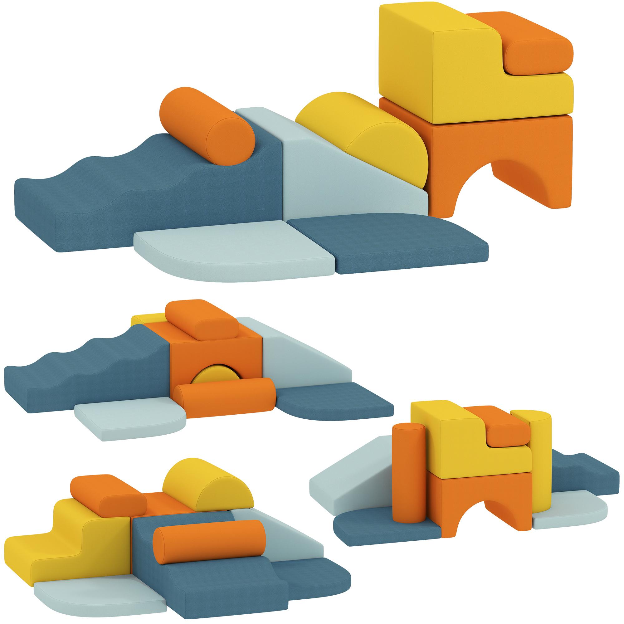 Ensemble de jeux doux de 9 pièces Blocs en mousse souple pour enfants avec housse amovible pour grimper et ramper
