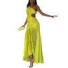 Off-Shoulder Pleated Dress with Asymmetric Collar and Waist Detailing