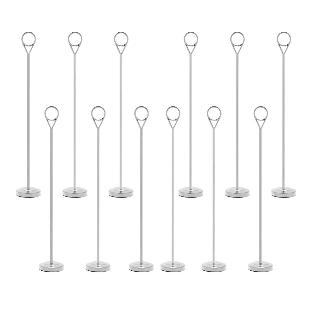 12pcs Table Number Holders Stainless Steel Card Holder 12 Inch Height Heavy Duty Base for Wedding Party Office Decor