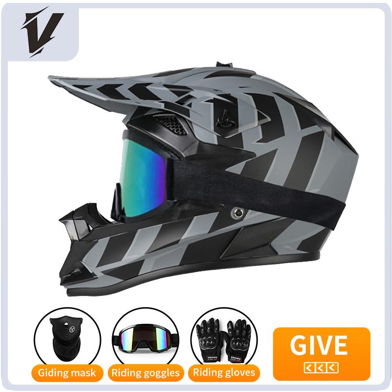 

Мотошлем для бездорожья VGV для мужчин, женщин, взрослых и детей, сертифицированный DOT, трехкомпонентный комплект с Bluetooth и подарками XXL