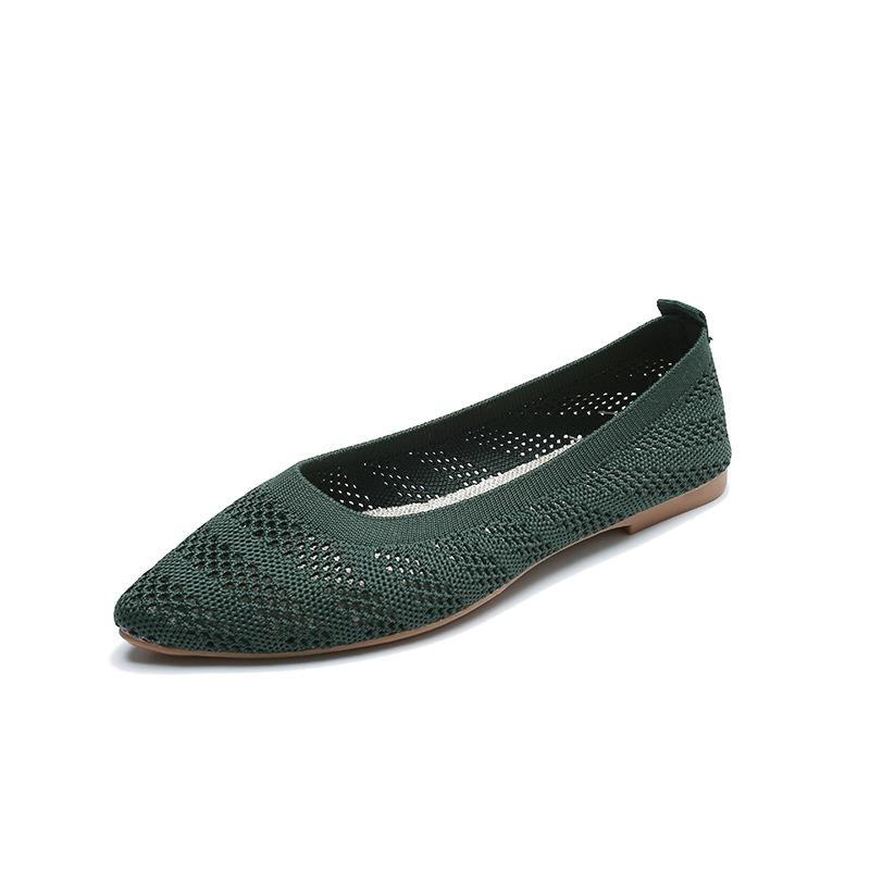 Mocassins Femme Maille Tricotée - Bout Rond Rayures - Semelle Souple Antidérapante - Coupe Large - Confortables