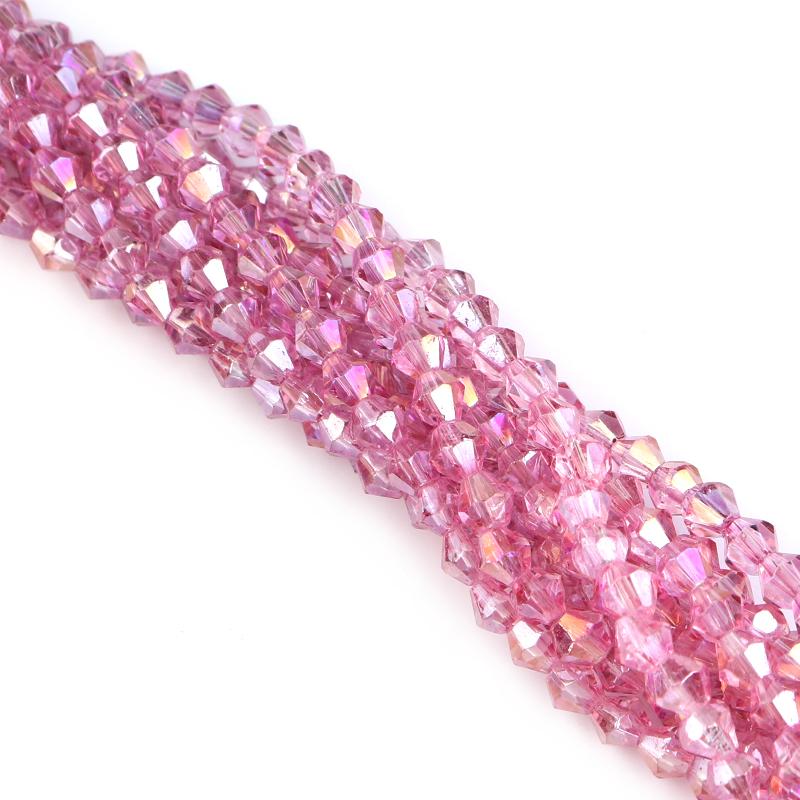 Apx 95pcs/Strand 4mm Shiny Crystal Beads Bicone Beads Faceted Glass Beads Loose Spacer Beads for Bracelet DIY Jewelry Making