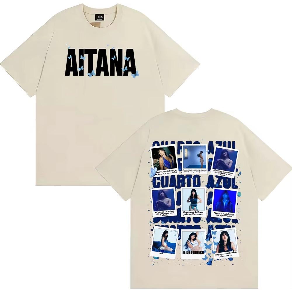 Singer Aitana Cotton Men's Shirt Oversized Cuarto Graphics Summer Women's Y2k Hip Hop Streetwear Tshirt