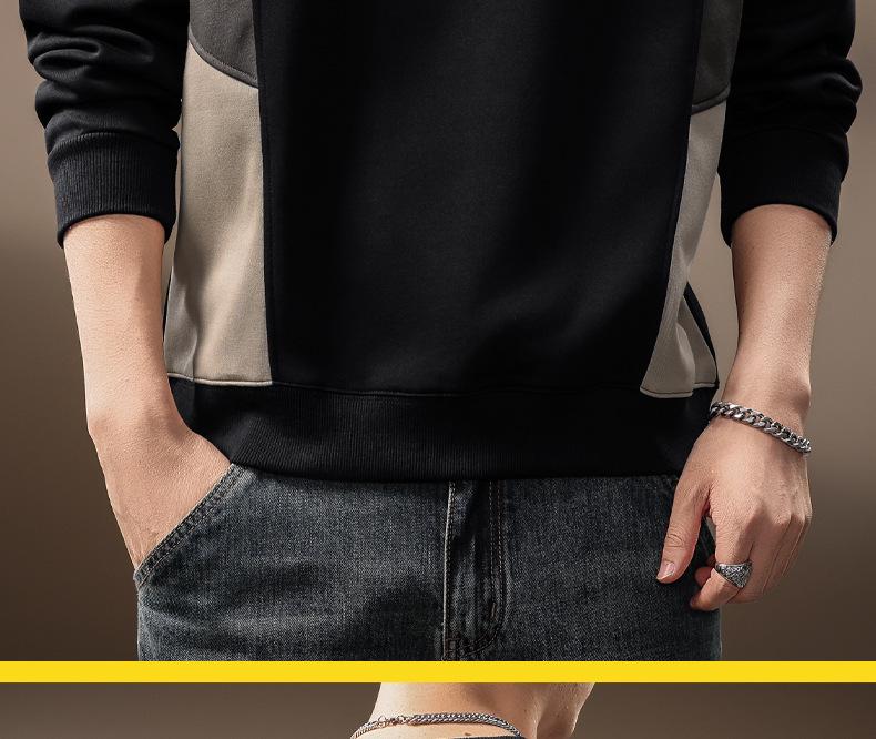 Luksusowa męska bluza z kapturem w stylu retro, patchwork w bloki kolorów, ciężka, jesienna kolekcja