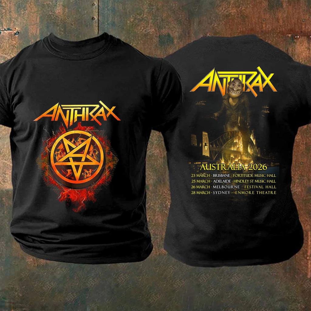 Anthrax Band Tour Australië 2026 TT-Shirt, Maat S tot 5XL