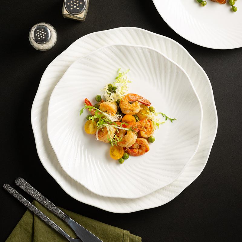 Pure White Hotel Vegetable Plate, High-End Western Food Plate, Household Rice Plate, Restaurant Steak Plate, New Salad Plate