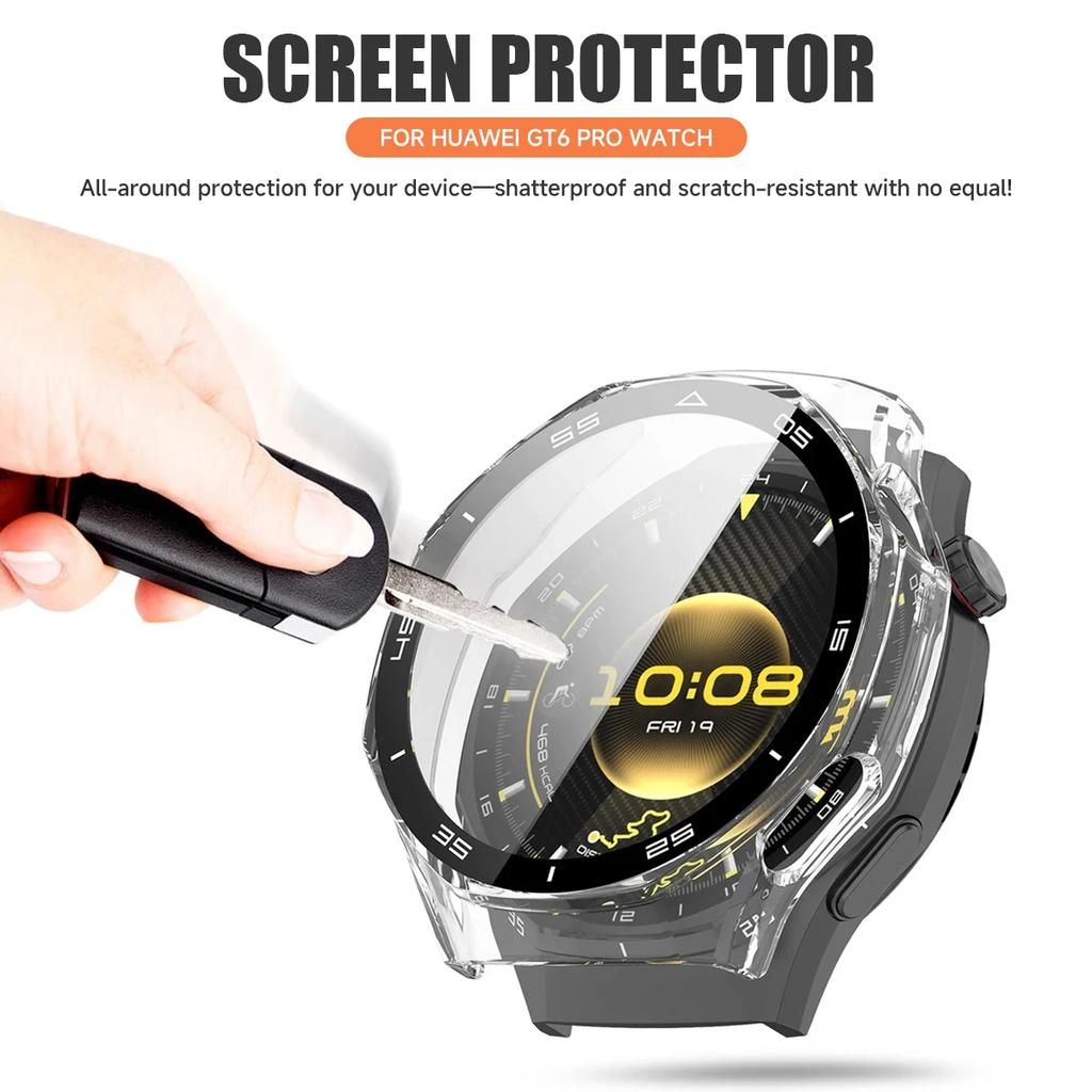PC  Cover 2in1 Shell+tempered Glass Film Protective Case For Huawei Watch GT 6 Pro 46mm Full Screen Protector Case GT6 Pro 46MM