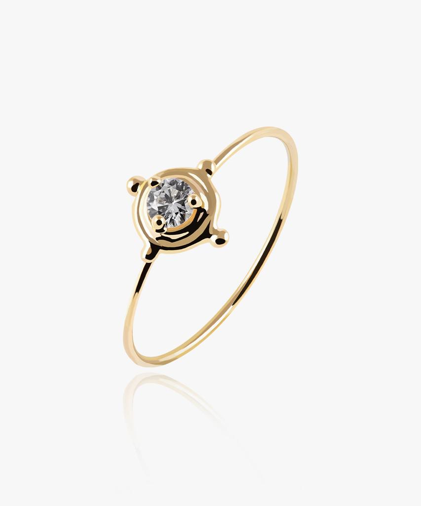 Helene Jewelry 14K Belial Cubic Miss Ring Gold Thread Ring (C Type)