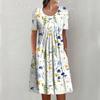 Women's Casual Summer Loose Round Neck Short Sleeve Pullover Dress Fashion Print
