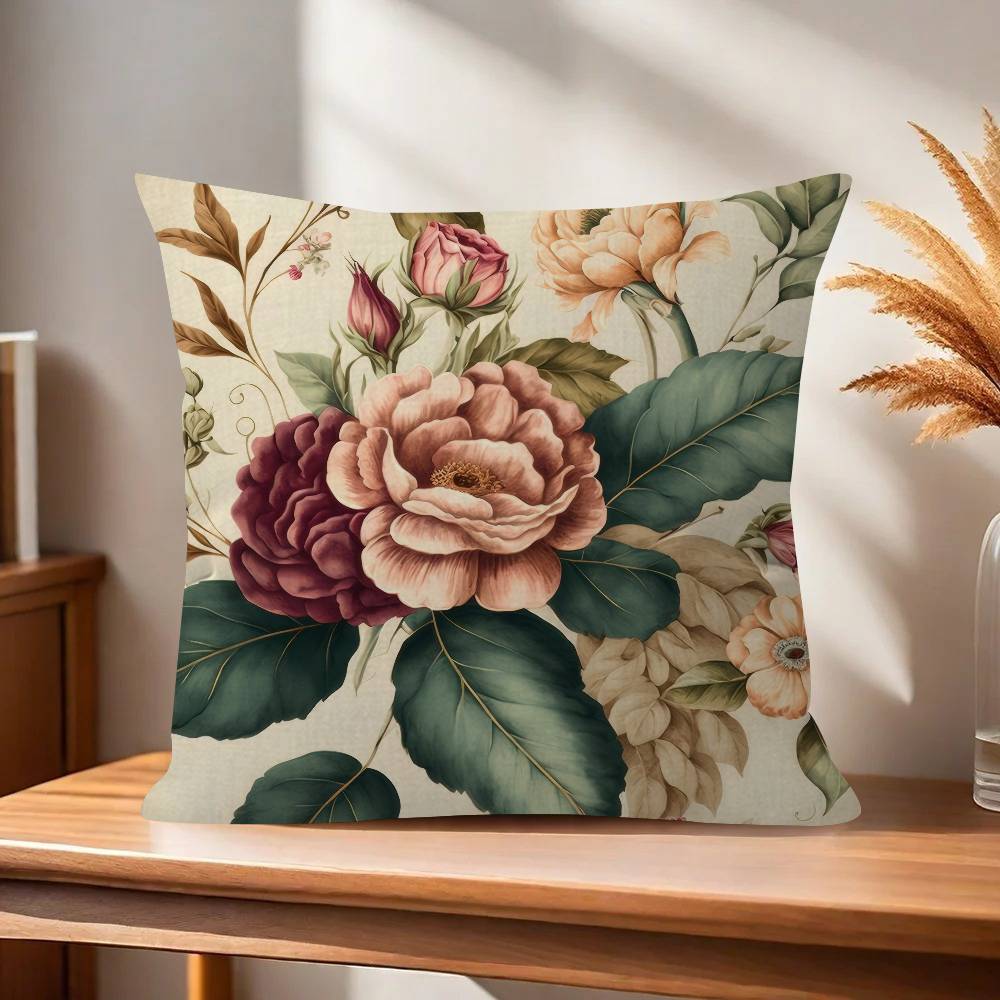 Vintage Floral Art Flower  Pillowcases Home Bedding Decorative Pillow Cover Wedding Super Soft Pillow Case