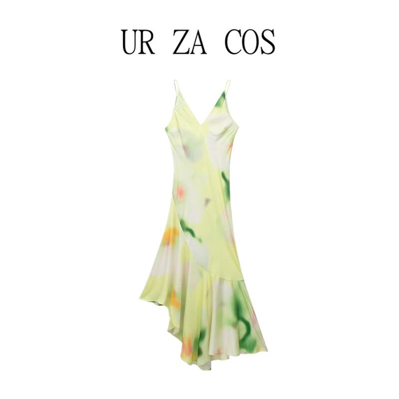Fashion Style Summer New Fashion Women's Fashion Clothing Asymmetric Hem Slim Strap Dress 1182655