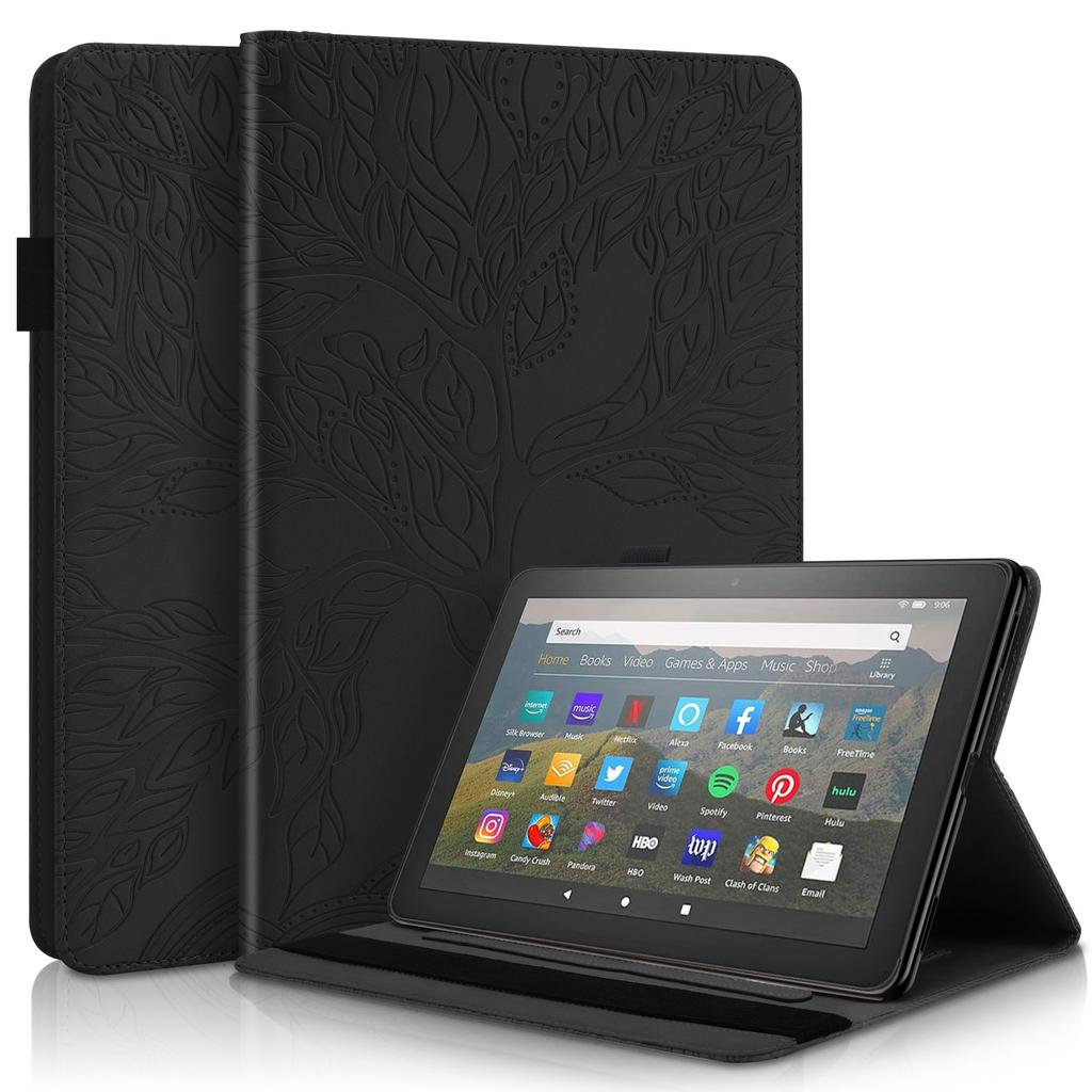 For Amazon Fire HD10 2026 Tablet Leather Case, Tree of Life Embossed Card Holder Protective Case