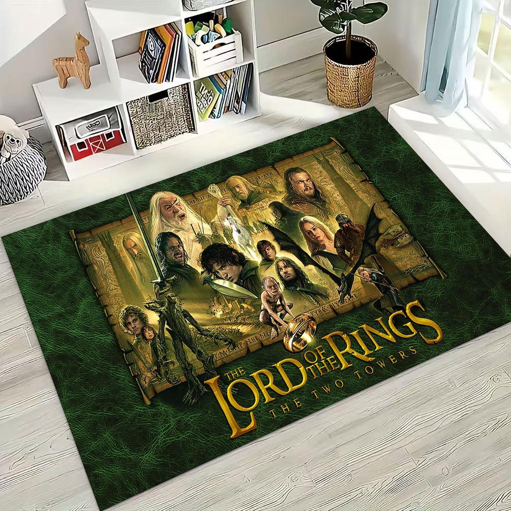 3D L-Lord of The Rings H-Hobbit Movie Board Rug for Bedroom Living Room Sofa Home Doormat Decor, Large Kids Non-slip Floor Mat