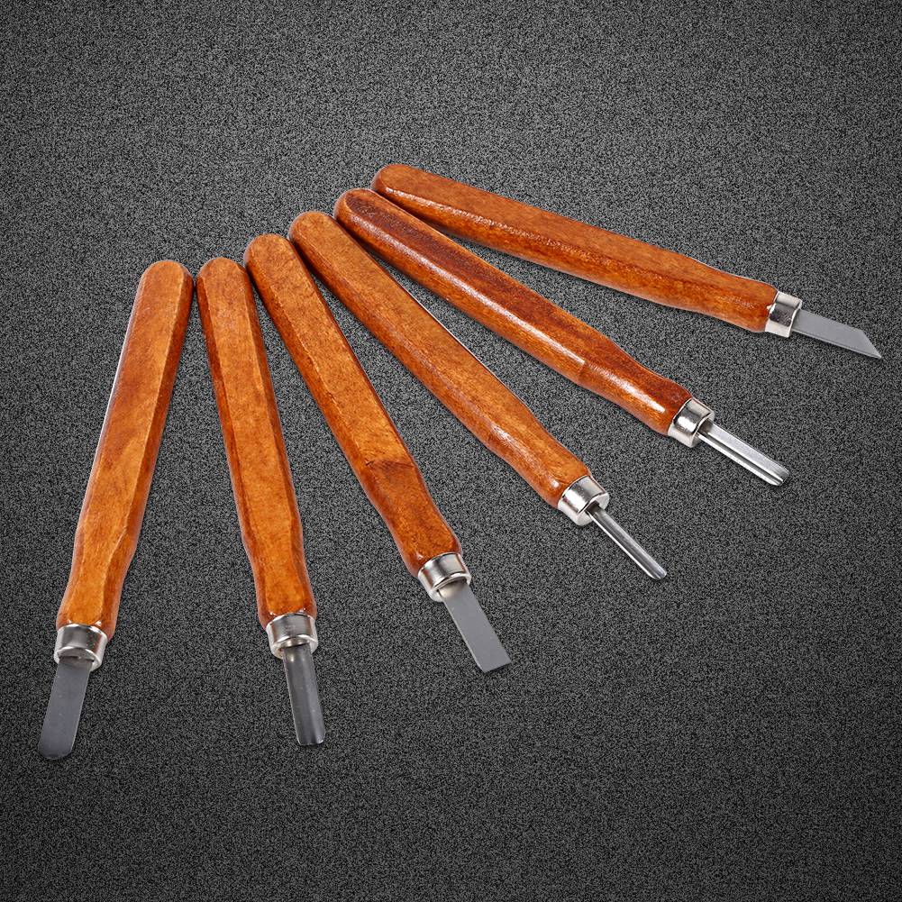 Wood Carving Tools Set Knife Mini Chisel Steel With Hand Handle for DIY Craft Kit 6PcsSet