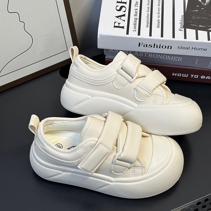 0 Cream Velcro Little White Shoes Women's Spring New Ugly Cute Niche Big Head Shoes