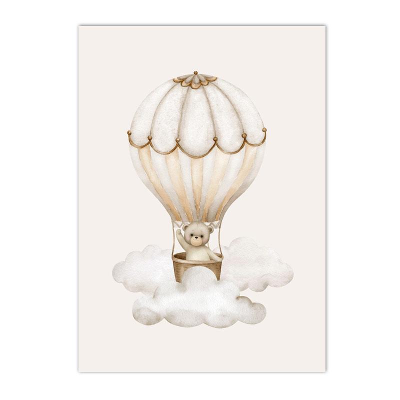 Cartoon Bear Wall Art Print Nursery Canvas Painting Star Hot Air Balloon Poster Prints Nordic Wall Pictures Baby Room Decoration