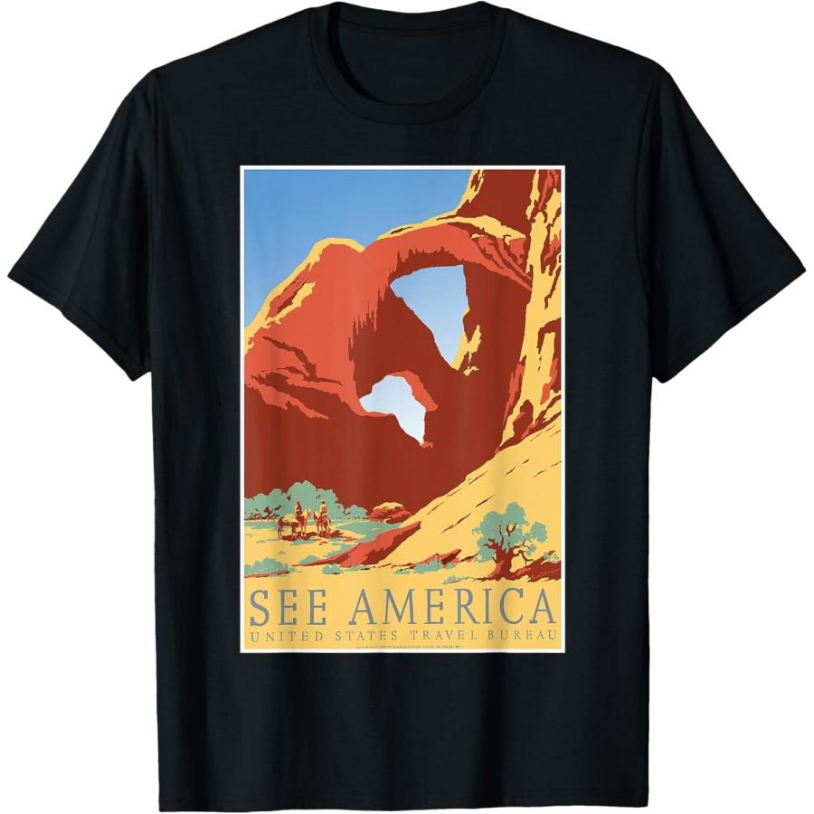 Arches National Park See America Vintage Poster T shirt T-Shirt XXXXXL чёрный