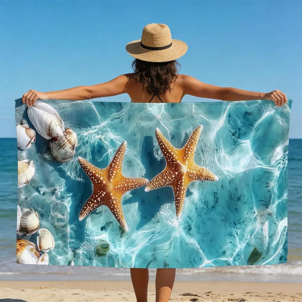 Tropical Leaf Print Beach Towel Microfiber Quick Dry Lightweight Absorbent Bath Towel for Summer Beach Pool Use