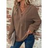 Women S Solid Color Hooded Buttoned Long Sleeve Sweatshirt