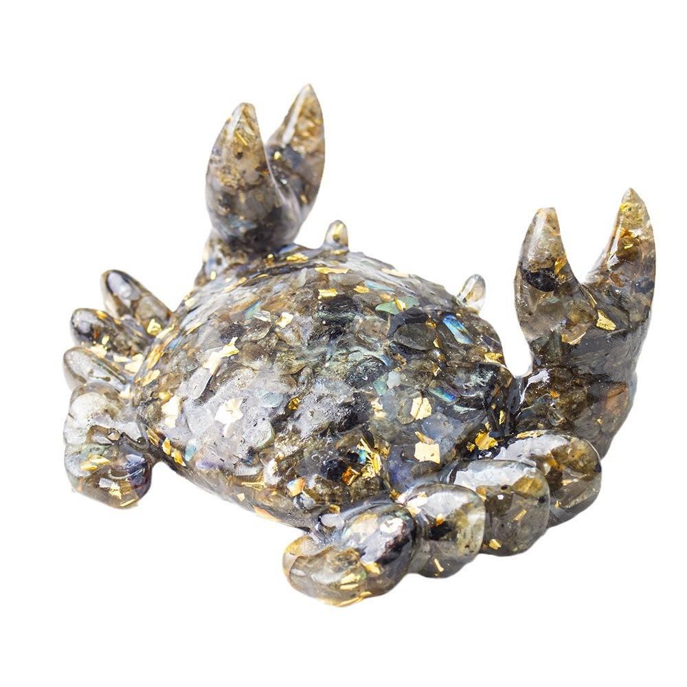 Natural Quartz Crystal Resin Crab Pen Stand With Unique Artistic Design For Giftgiving