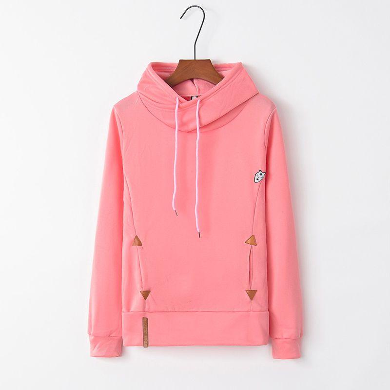 Womens Soft And Comfortable Long Sleeve Hooded Hoodies With Pure Color Sport Coat