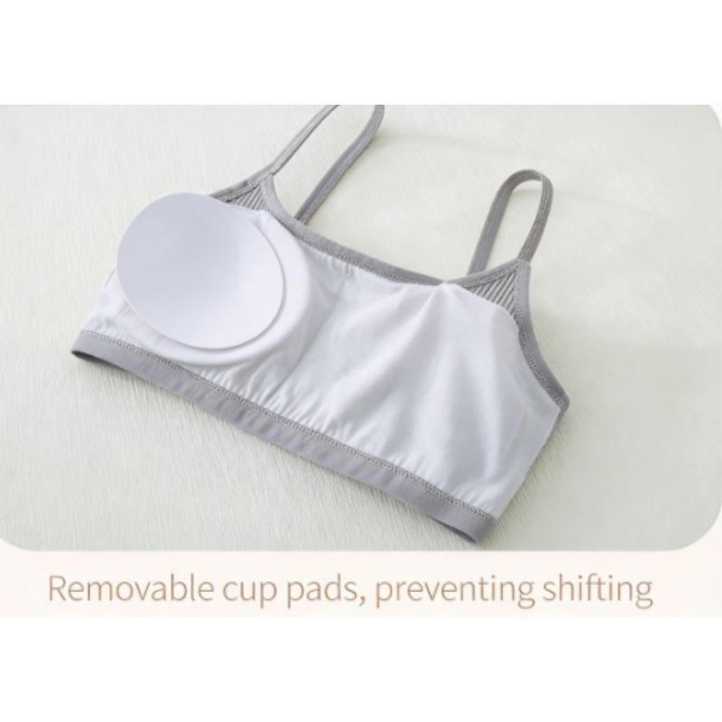 Cotton Training Bra for Girls, Puberty Stage 1&2 Camisole Vest, Thin Wireless Bra for Kids 10-14 Years Old