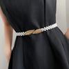 Women Pearl Waist Chain Pearl Inlaid Diamond Elastic Belt With Waist Decoration Thin Belt Beaded Elastic Belt