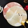 6/4pcs Round Hot Stamping Ginkgo Leaf Placemat High-end Feel Light Luxury Waterproof Coaster Restaurant Dining Table Decor Mat