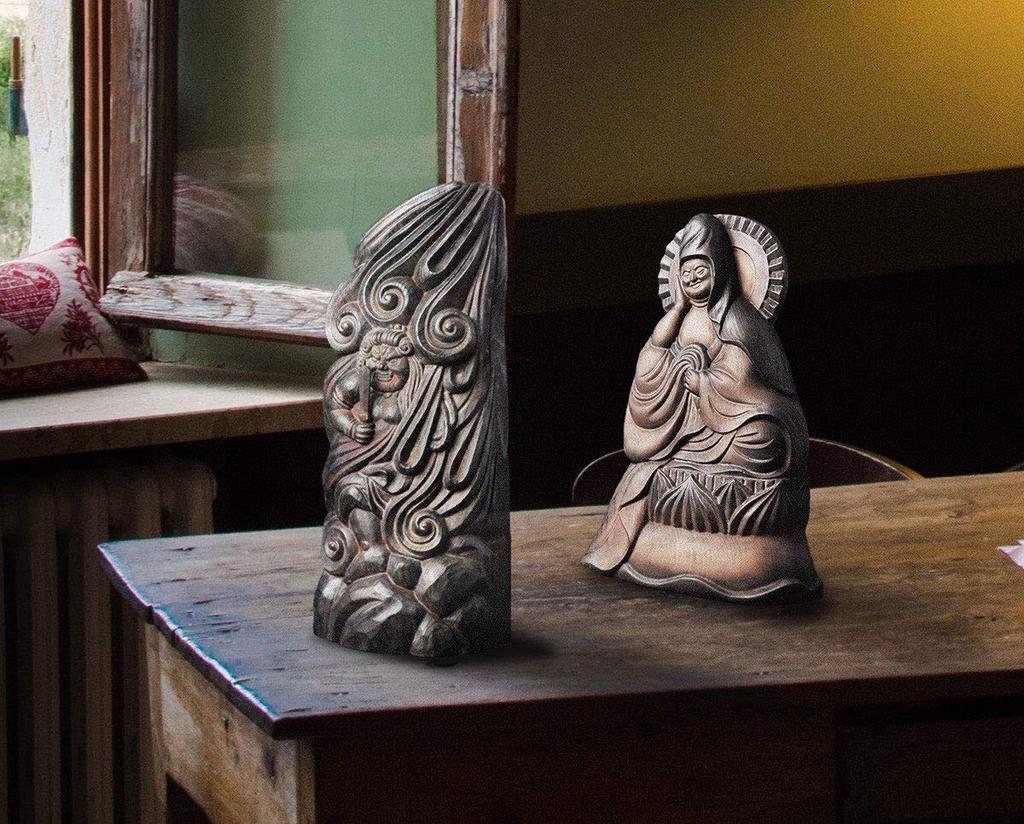 Hölzerner Buddha Myoo, buddhistischer Bildhauer Fujita Aomori Colorist Takamura Statue Buddha Statue Weltfigur Fudo Myo 560147 „Fudo Statue“ (Hölzern