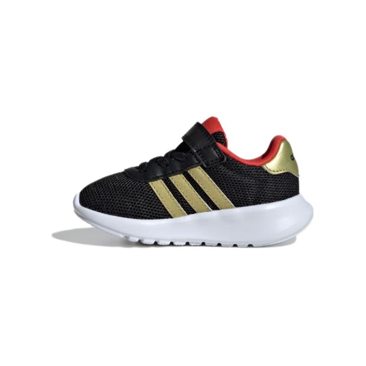 Adidas Neo Lite Racer 3.0 Synthetic Leather Fabric Comfortable Non-Slip Wear-Resistant Low-Top Walking Shoes Baby Shoes Black Gold Red IG8957