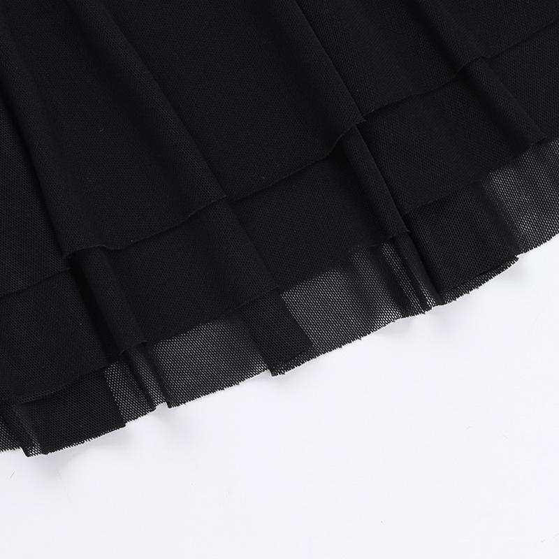 Women's Summer Sleeveless Shoulderless Strap Tube Solid Color A-line Tulle Picture Mini Dress