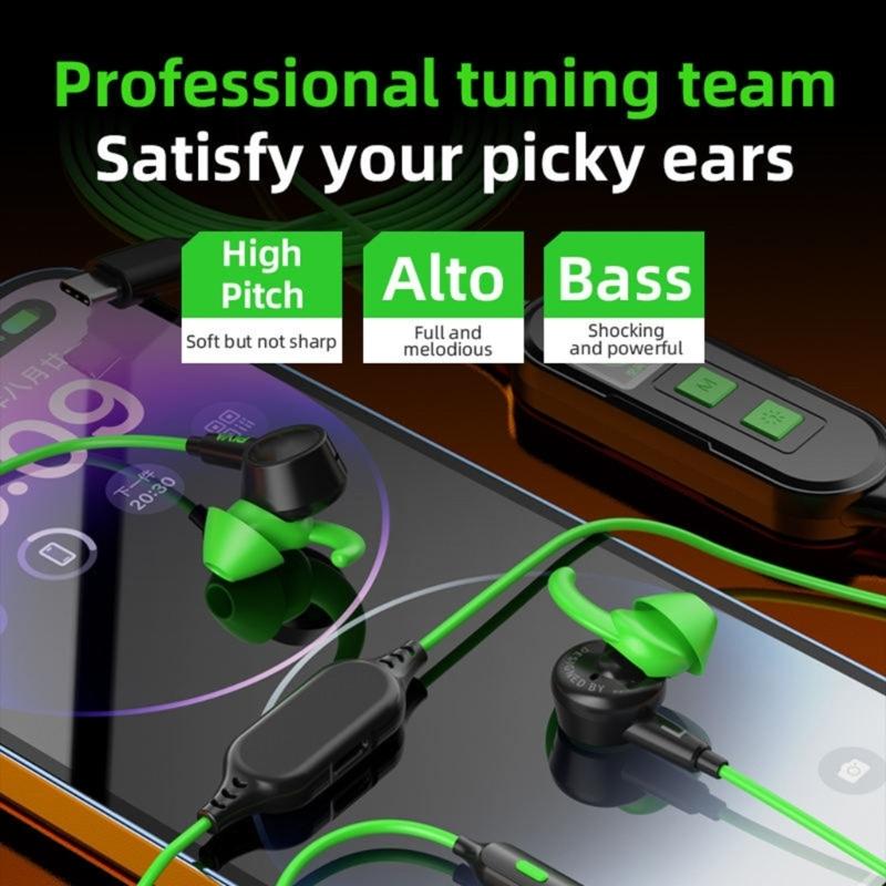 Earphone Sound Card Tuning Charging Screen Display Type C In Ear Electric Sports Gaming Earphone for Laptop Phone