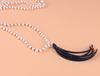 KELITCH June Birthstone Pearl Necklace for Women, Long Beaded Necklace with Tassel (Lake Blue)