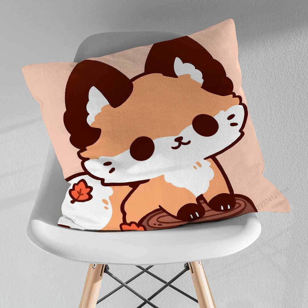 Cute Fox Animal Expression Throw Pillow Case Living Room Sofa Cushion Cover For Home Bedroom Decoration Protector
