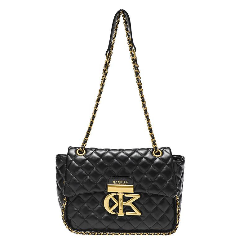 2024 Spring/Summer New Classic Quilted Handbag with Chain Strap, Unique Design, Single Shoulder Crossbody Fashionable Versatile Small Square Bag