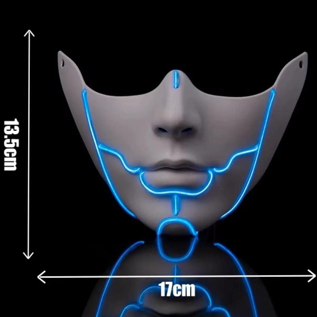 Cyber Cos For Women Men Punk Mask Sai Half Face Cool Luminous Masks Cosplay Props Halloween Party Stage Performance Dress Up