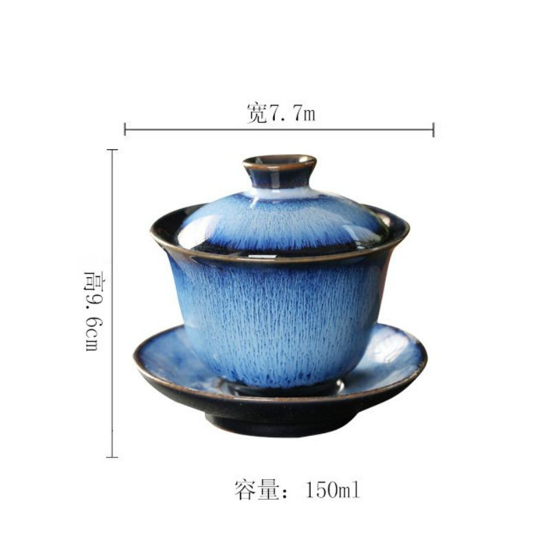 Vintage Keramik Gaiwan Kungfu Teetassen Teeschale mit Deckel Haushaltsküche Teegeschirr Zeremonie Zubehör Tragbares Teegeschirr Set