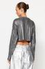Women's Fashion New Sweater Stone Super Crop Hair Braided Foil Printed Knitwear Sweater