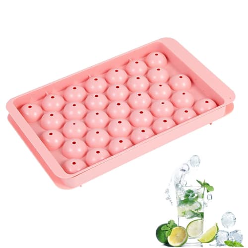 YFFSFDC Ice Maker Tray with Lid, Round Ice Maker, Easy-to-Remove Ice Balls, Perfect for Snacks, Tea, and Alcohol, with Ice Cream Holes, Durable and La