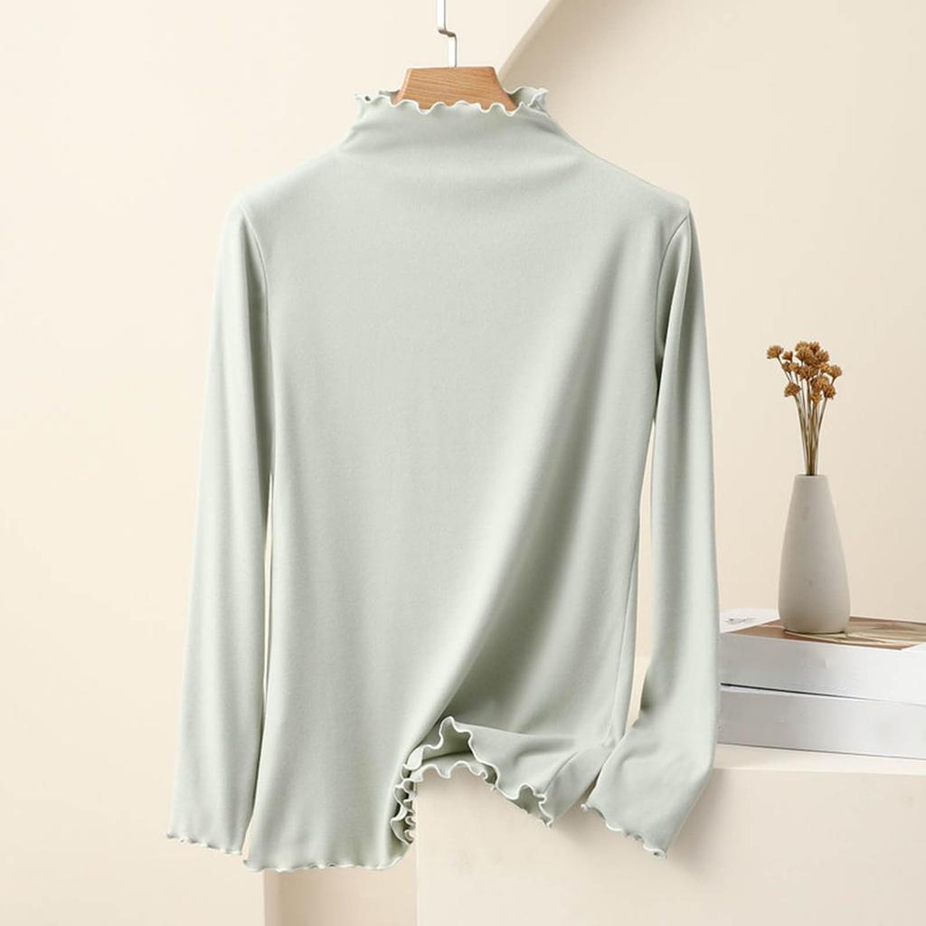 Women's Fashion Solid Colour Long Sleeve Fleece Thickened Top