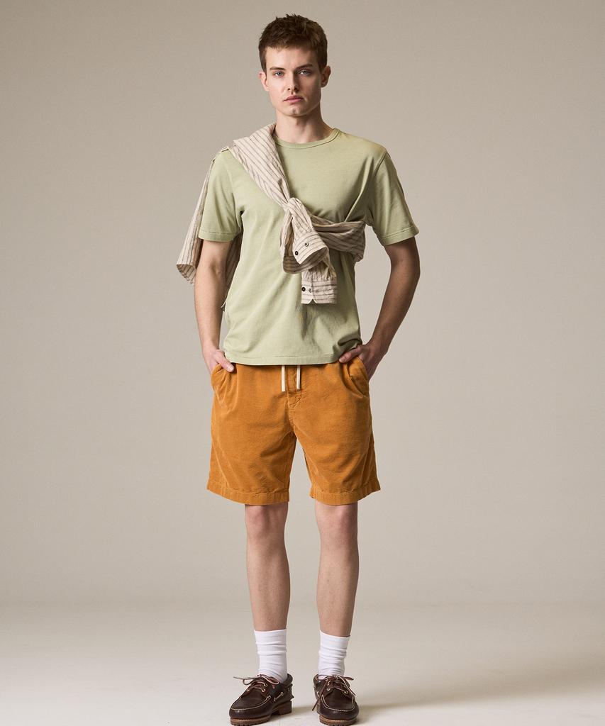 Laijeuaenbillou Garment-Dyed Everyday Cotton T-Shirt Green (Standard Fit) (Type A)